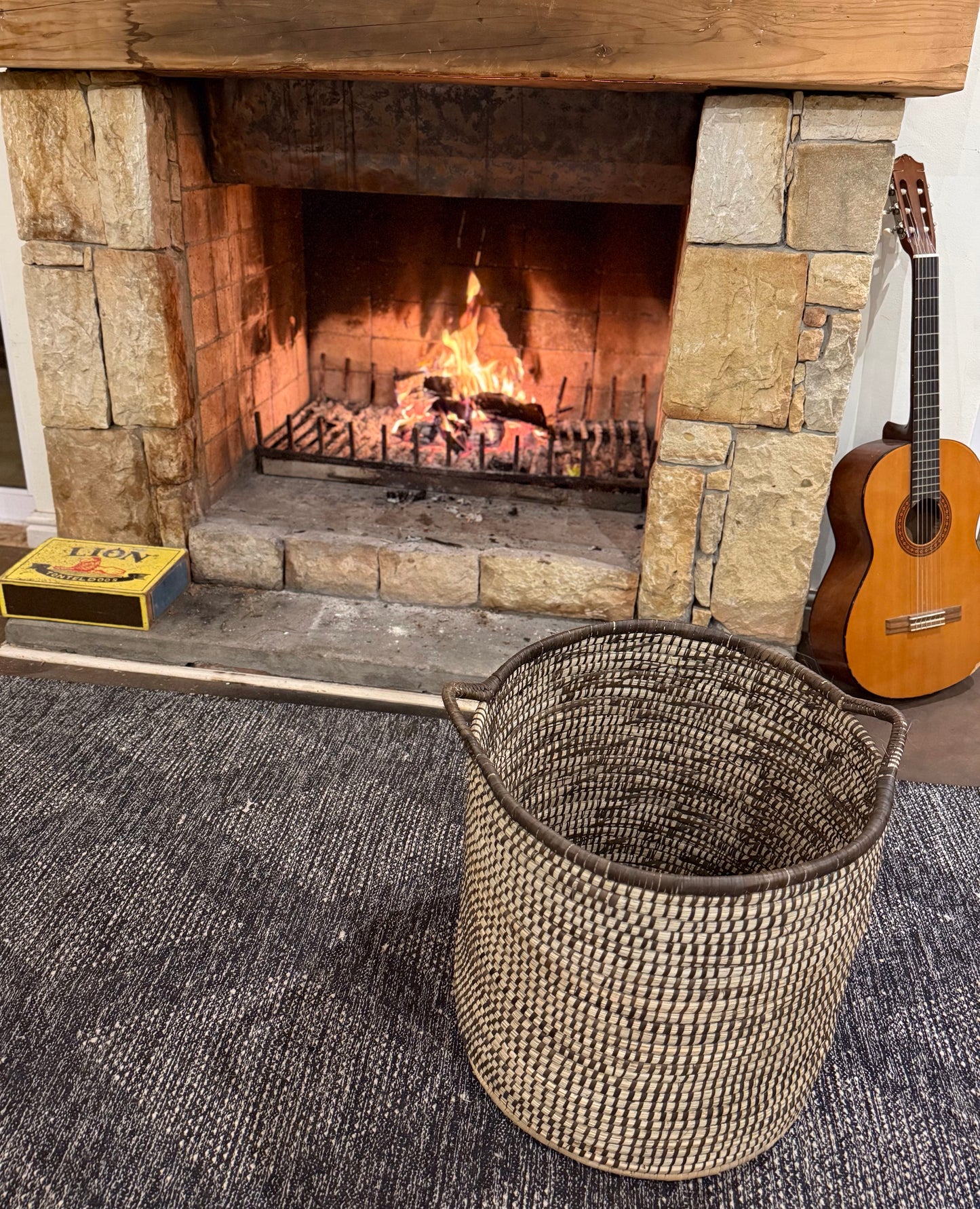Woven Reed Firewood Basket (45cm diameter)